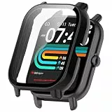 Chofit Hüllen kompatibel mit Ddidbi P66E/DUSONLAP P66E/Poounur P66E/Nerunsa P66D/IOWODO W13 Displayschutzfolie, PC Schutzhülle mit HD Panzerglasfolie für 1,8 Zoll Watch (Schwarz)