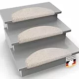 casa pura Shaggy Stufenmatten Barcelona 1 Stück Set, weicher Hochflor Treppen-Teppich, Treppenstufen Matten, selbstklebend | halbrund | 65 x 23,5cm | Creme