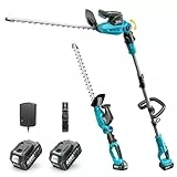 SEESII 2-in-1 Teleskop Heckenschere Akku: Elektrische Heckenschere mit 53 cm Doppelklinge, Teleskopstange bis 2,6 m, 18 mm Schnittstärke, 2 * 4,0 Ah Akkus, für Garten, Bäume und Sträucher CYCPHT05