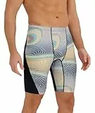 SURFEASY Herren Jammer Schwimmhose Lang Schnelltrocknend Badehose zum Schwimmen Racing Trainings (Schwarz/Kurve, XXL)
