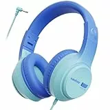 awatrue Kinder Kopfhörer, 74/85/94dB Sichere Lautstärke Kopfhörer Kinder mit Kabel, Stereo Sound, Faltbare, 3.5 mm Jack Over Ear Kinderkopfhörer für Ipad, Tablets, Schule, Reisen (Blau)