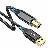USB Druckerkabel 3M, Scannerkabel USB 2.0 Typ B Kabel USB A auf USB B Drucker Kabel PC Printer Cable Kompatibel für HP, Dell, Canon, Epson, Lexmark, Xerox, Brother, Samsung, Pixma - Schwarz