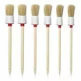 Alethron Borstenpinsel, 6 Stück Pinsel Rund 20mm/25mm/30mm Professionelles Naturholz Rundpinsel Ringpinsel Set Wachspinsel zum Streichen von Wänden und Möbeln für den Hausgebrauch