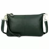FORRICA Geldbörse Damen Handy Umhängetasche Echte Leder Handytasche Frauen Kleine Schultertasche Rindsleder Clutch Portemonnaie Grün