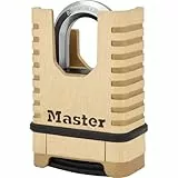 MASTER LOCK Hochleistungs-Vorhängeschloss aus Massivmessing [geschlossener Bügel][Zahlenschloss] M1177EURD – rostbeständig, sehr widerstandsfähig und wasserfest