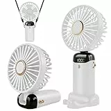 Jsdoin Handventilator, Tragbarer Mini Ventilator, Wiederaufladbar, Kleiner Taschenventilator Mit 5 Geschwindigkeitsstufen, Faltbarer USB-Ventilator für Büro, Outdoor (Weiß)