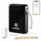 ORGBRO X1 Etikettendrucker, Etikettiergerät Mini Bluetooth Thermal Labeldrucker Selbstklebend Beschriftungsgerät, Tragbarer Label Maker für iOS/Android, Etikettiermaschine für Zuhause, Büro (Schwarz)
