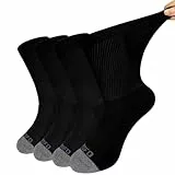 LOFIR Diabetiker Baumwolle Socken Herren: Gesundheitssocken mit Extra Weiter Bund Ohne Gummi Ohne Naht Venenfreundliche Socken mit Bequemer Gepolsterter Sohle für Herren Schwarz 4 Paare Größe 43-46