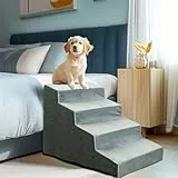 BingoPaw Hundetreppe 4 Stufen 50cm hoch, Haustiertreppe für Bett und Sofa aus Hochdichtem Schwamm, Tragbar Hunderampe mit Abnehmbarem, Waschbarem Bezug und Rutschfestem Boden, 39x76x50cm