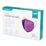 EUROPAPA 20x FFP2 Lila Masken Atemschutzmaske 5-Lagen Staubschutzmasken hygienisch einzelverpackt Stelle zertifiziert EN149:2001+A1:2009 Mundschutzmaske EU2016/425