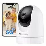 Cinnado 5MP Babyphone mit Kamera - 5G/2,4GHz Überwachungskameras Innen, WLAN Kamera Indoor, 360 Grad Hundekamera mit Bewegungsverfolgung, kompatibel mit Alexa