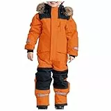 Generisch Schneeanzug Kinder Jungen Skianzug Thermo Skioverall Winter Warm Schneeoverall Winddicht Winteranzug Mit Abnehmbarer Matschanzug Outdoor Softshellanzug (Orange, 8-9 Years)