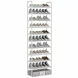AcornFort® S-528 10 Ebenen Stöckiges Weiß Verstellbare Schuhablagen Schuhaufbewahrung Hohes Schuhregal Organizer Regal Halteständer für 30 Paar Schuhe, 56 x 30 x 170 cm, Robuste Bauweise