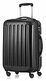HAUPTSTADTKOFFER Alex - Handgepäck, 55 x 38 x 23 cm, TSA, 4 Rollen, 42 Liter, Reisekoffer, Hartschalenkoffer, Rollkoffer, Bordgepäck Koffer, erweiterbar, Schwarz