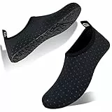 FELOVE Badeschuhe Wasserschuhe Strandschuhe Surfschuhe Barfuß Schuhe,Breathable Schwimmschuhe Hausschuhe Yoga Schuhe für Wassersport für Damen Herren, Schwarz.DO 42/43