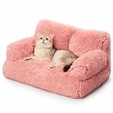 MEWOOFUN stilvoll katzenbett katzensofa flauschig - 76x45cm katzenbett große Katzen Plush katzencouch für kleine Hunde und Katzen Abnehmbar und waschbar (rosa)