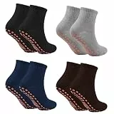 NATUCE 4Paar Anti-Rutsch-Socken Rutschsocken Stopppersocken Antirutschsocken ABS Yoga Socken für Erwachsene Männer Herren Antirutsch Sportsocken Baumwolle für Sport Yoga Pilates Gymnastik Trampolin