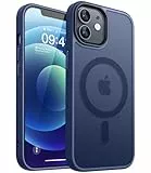 CANSHN Magnetisch für iPhone 12 Hülle und iPhone 12 Pro Hülle für MagSafe [TOP Magnetische Adsorption] [Militärschutz] Schutzhülle Samtige Touch Matt Anti-Kratzen, Dunkelblau