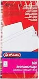 Herlitz Briefumschlag DIN Lang Selbstklebend, 100 Stück mit Innendruck in Folienpackung, eingeschweißt, weiß