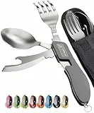 ORBLUE Campingbesteck Klappbar 2 Pack – 4-in-1 Outdoor Besteckset mit Messer, Gabel, Löffel & Flaschenöffner für Camping, Wandern und Reisen – Grau