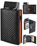 TEEHON Geldbörse Herren mit RFID-Schutz, Portmonee Herren Smart Wallet 3.0 mit 8 Kartenetui, Geldbeutel ID-Fenster, Münztasche, Kartenhalter Slim Wallet Wallets for Men - Schwarz & Orange