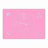 Pritogo Backmatte (65 x 45 cm Rosa) Silikonmatte mit Skala Backunterlage Teigmatte Rollmatte - Antihaft extra stabil rutschfest