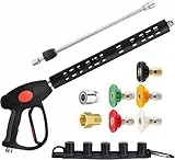 M MINGLE Austauschpistole für Hochdruckreiniger mit Verlängerungslanze, M22 15 mm oder M22 14 mm Anschluss, 5 Düsen, 100 cm (40 Zoll), 276 bar (4000 PSI)