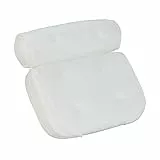 Relaxdays Badewannenkissen, weiches Badepolster, stützt Kopf & Nacken, HxBxT: 9 x 38 x 36 cm, 6 Saugnäpfe für Halt, weiß, Polyester