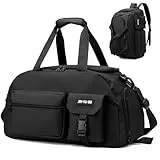 Suweir Sporttasche Damen Herren 32L Reisetasche mit Schuhfach Nassfach Wasserdicht Trainingstasche mit Rucksack Weekender Travel Duffle Bag Schwimmtasche für Sport, Reisen, Gym Schwarz