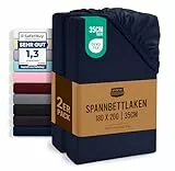 Utopia Bedding - 2er Set Spannbettlaken 180x200cm - Marineblau - Oeko-Tex Zertifiziertes - Gebürstete Mikrofaser Spannbetttuch - 35 cm Tiefe Tasche