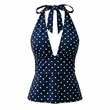Trendiges Damen-Tanktop 2026, Bauchkontrolle, Sommer, rückenfreie Bluse, Y2K, Frühling, niedliche Tunika, ärmellos, gesmokt, bauchfrei, zum Schnüren, Sommer-T-Shirt, Baggy, blau, M