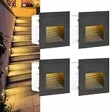 SUBOSI LED Treppenlicht Aluminium 230V 3W Glas Wandleuchten Treppenlicht mit Unterputzdose Treppenlicht Wandleuchte IP65 wasserdicht warmweiß,4 Stück