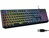 KLIM Chroma Gaming Tastatur QWERTZ DEUTSCH – USB Kabel, RGB Beleuchtung, Leise & Langlebig, Ergonomisch, Wasserdicht – Gamer Tastatur für PC, Mac, PS5, PS4 – Schwarz