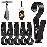 6 Stück Wäscheklammern, Groß Klammern mit Haken, Kunststoff Outdoor Klemmhaken Campinglampe, Schwarz Handtuch Aufhänger Clips für Handtücher, Hüte, Vorhänge, Strandtücher, Kleidung, Badetücher