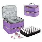 BOHEMIABY Nagellack Organizer Tasche, Doppelschicht Nagellack Aufbewahrung Box, Organizer Koffer für Nageldesign Kosmetiktasche für 30 Flaschen Neonail Base(15ml-0.5 FL.Oz) & 1 Nagellampe(Lila)