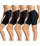 wirarpa Radlerhose Damen Kurz Baumwolle Boxershorts Unter Kleid Rock Unterhosen mit Bein Anti Scheuern Kurz Leggings 4er Pack Schwarz Größe M