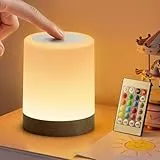 Auxmir Nachttischlampe Nachtlicht Kinder 3000mAh, LED Nachtlicht Touch Dimmbar 5 Modi 13 Farben 5 Helligkeiten, Tischlampe Kabellos mit Timing Funktion, Schreibtischlampe für Kinderzimmer Wohnzimmer