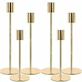MOYKSRR Kerzenständer 6 Set, Gold Metall Kerzenhalter, Hoch Kerzenleuchter, Elegant Luxuriös Vintage Deko Kerzen Ständer eignen Sich für Party, Hochzeits, Tischdekorationen, Heimdekorationen Gold