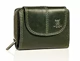 MATADOR Leder Portemonnaie Damen Mittelgroß #SARAGOSSA mit Geschenk Box, Luxus RFID Geldbörse Damen, Brieftasche Frauen Viele Fächer, Leder Geldtasche, Edles Portmonee Frauen, Grün
