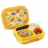 wooshwa Brotdose Kinder Snackbox mit Fächern, Bento Box Kinder, Auslaufsicher Lunchbox Brotbox Kinder für Mädchen & Jungen, Perfekt für Schule & Kindergarten - 745ml BPA Frei (Gelbes Rennauto)