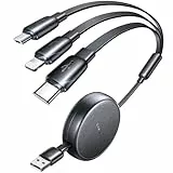 LISEN Multi Ladekabel 1.2M für iPhone 17 Pro, 3A Mehrfach Ladekabel 3 in 1 Schnellladekabel mit Micro/Type C/Lighting USB C Kabel für iPhone 16/15/14/13/12,iPad Pro, Galaxy S25/S23/S22,Kindle,Schwarz