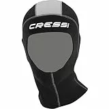 Cressi Draget Plus Hood Man 5mm - Neopren 5mm Kopfhaube mit Ausgezeichnette Passform, Schwarz/Silber, Herren L/5-6-7
