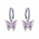 CYMYSS Ohrringe Silber 925 Hängend Zirkonia Earrings Ohrhänger Silber 925 Hängeohrringe für Damen Geschenk für Frauen Freundin Mama (Lila Schmetterling)