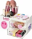 Haooryx Rosa Schreibtisch-Organizer Box - Preppy Schubladen-Make-up-Organizer Y2K Lächeln Wasserdichte Aufkleber Schreibtisch-Zubehör Organizer Büro Schule Wohnung Mädchen-Geburtstagsgeschenk Party