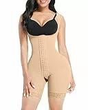 FeelinGirl Damen Shapewear mit 3 Reihen Haken Formende Bodys Bauch Weg Figurformender mit Breite Schultergurte Taillenformer Hohe Taille Angenehm Shaping Bodysuit Beige L