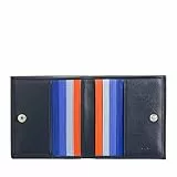 DUDU Mehrfarbiges Portemonnaie RFID in Leder mit Kartensteckfächer und Münzfach Navy