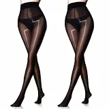 wlertcop 2 Paare Glitzer Strumpfhose Damen Strumpfhosen Satin 15 semi-blickdicht glänzend Damen Glossy Glänzende Tanzen Stage Strumpfhose Shaping-Strumpfhose Transparente Glänzende Feinstrumpfhose