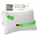 EcoSchlaf® TravelBuddy Reisekissen – kleines Nackenkissen für Flugzeug Camping Auto Bus Zug – einstellbares Travel Pillow aus Memory Foam – ergonomisches Kissen für Outdoor & Reise (Grau)