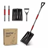 Yardwe Schneeschaufel, Lawinenschaufel Abnehmbare Kunststoff Schneeschaufel Tragbarer Schneeschaufelentferner Mit D-FöRmigen Griff Und Aluminiumkante FüR Auffahrt, Camping, Auto, Garten