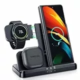 LK Induktive Ladestation für Samsung 3 in 1 Ladestation Kompatibel für Galaxy Watch 8/7/6/5/5 Pro/4 Ladegerät für Samsung S25 Ultra S24 S23 S22 S21 Z Flip Z Fold 7 6 5 Galaxy Buds, Kein Adapter